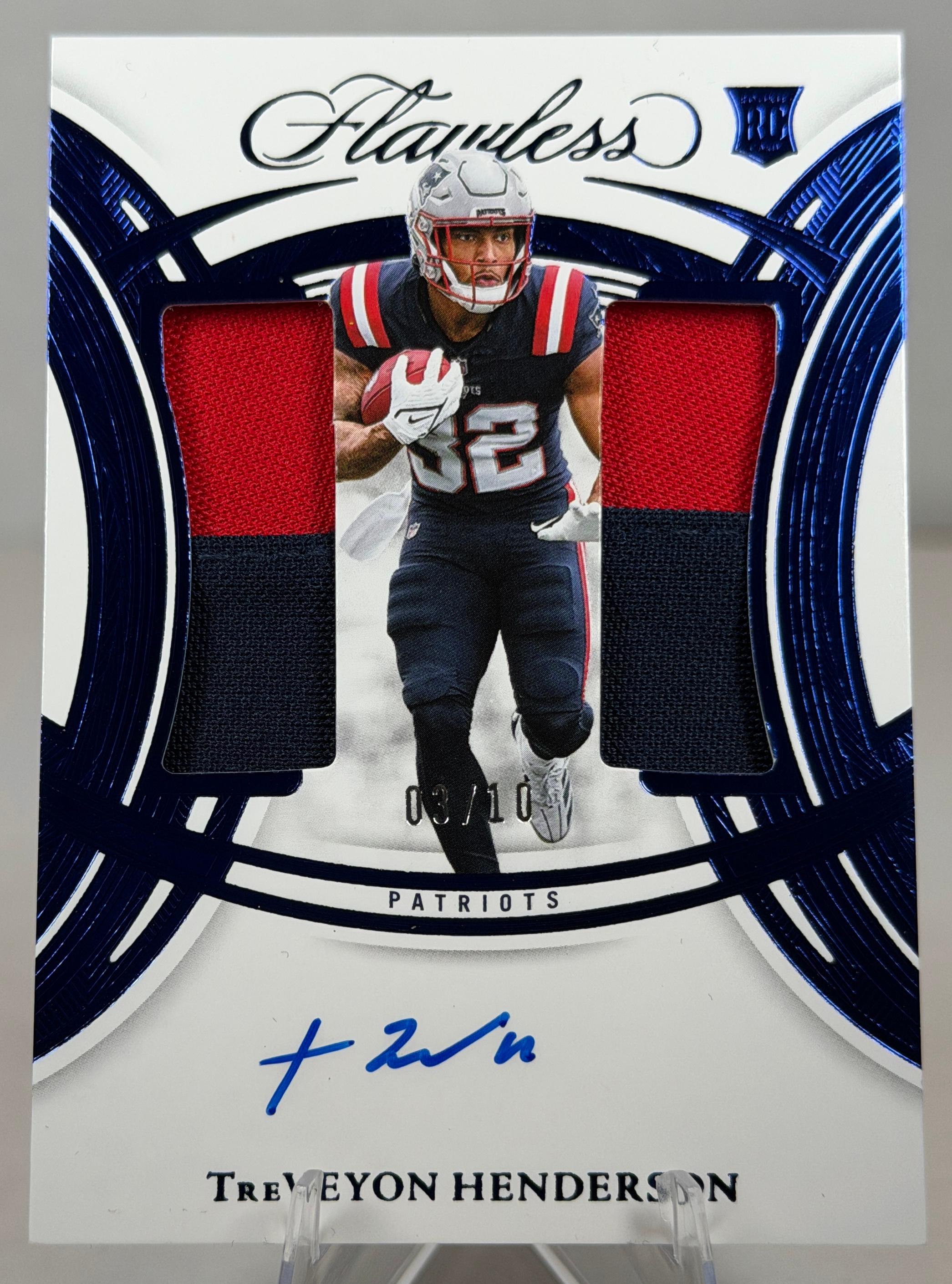 2025 Panini Flawless Football TREVEYON HENDERSON #RDPA-THN Rookie Dual Patch Autographs Sapphire 03/10