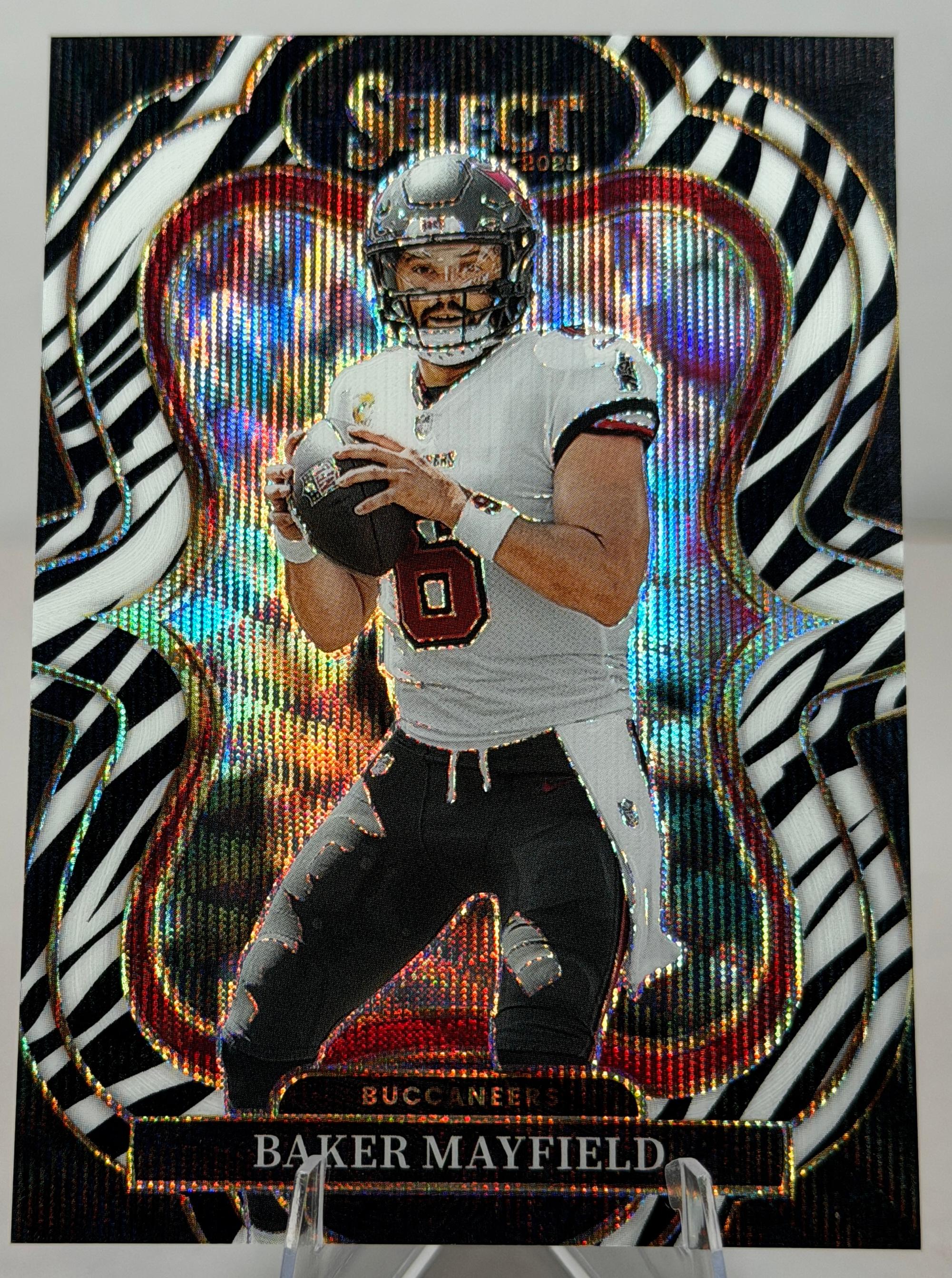 2025 Panini Select BAKER MAYFIELD #337 Suite Level Zebra Prizm