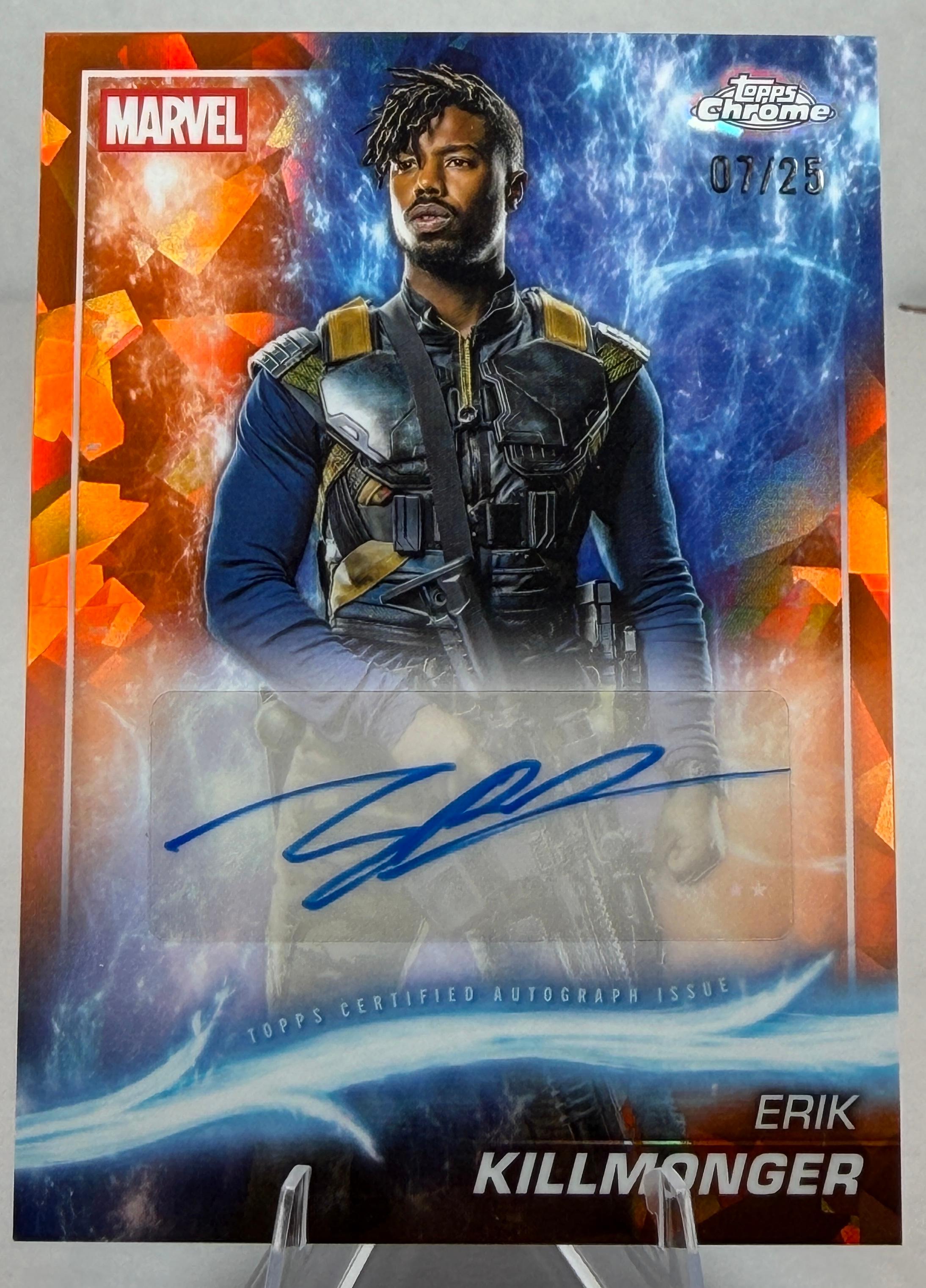 2025 Topps Marvel Studios Chrome Sapphire ERIK KILLMONGER Orange Sapphire Autograph #AA-MBJ